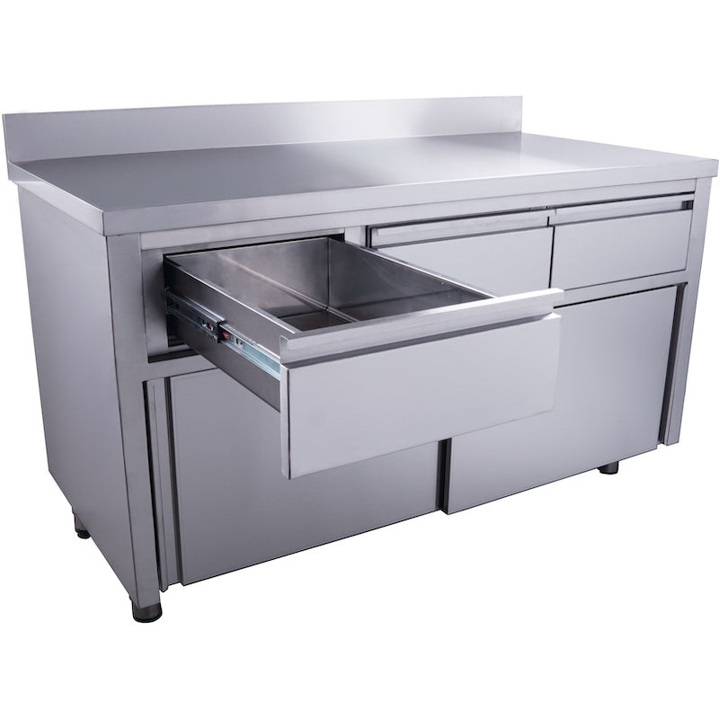 SARO RVS Schuifdeurkast 1600 x 700 x 950 mm met 3 Laden