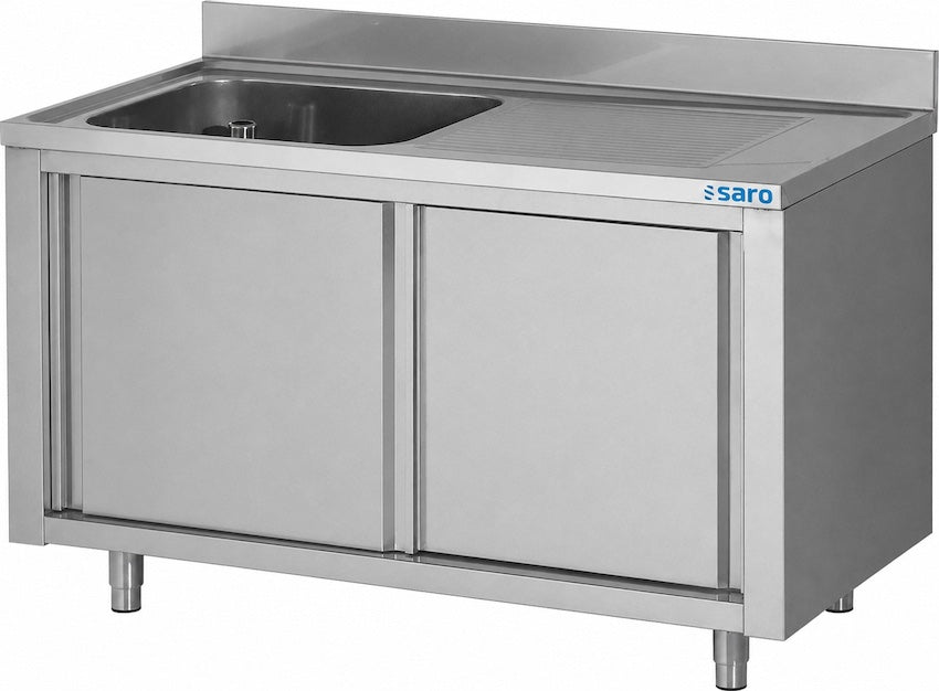 SARO RVS Spoelbakkast met Schuifdeuren 1200 x 700 x 850 mm Links