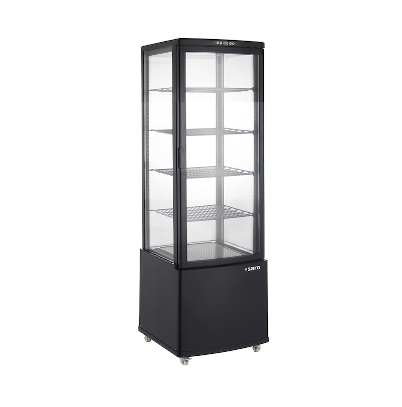 SARO PHIL AV Koelvitrine 235 Liter Zwart met Gebogen Glazen Deur