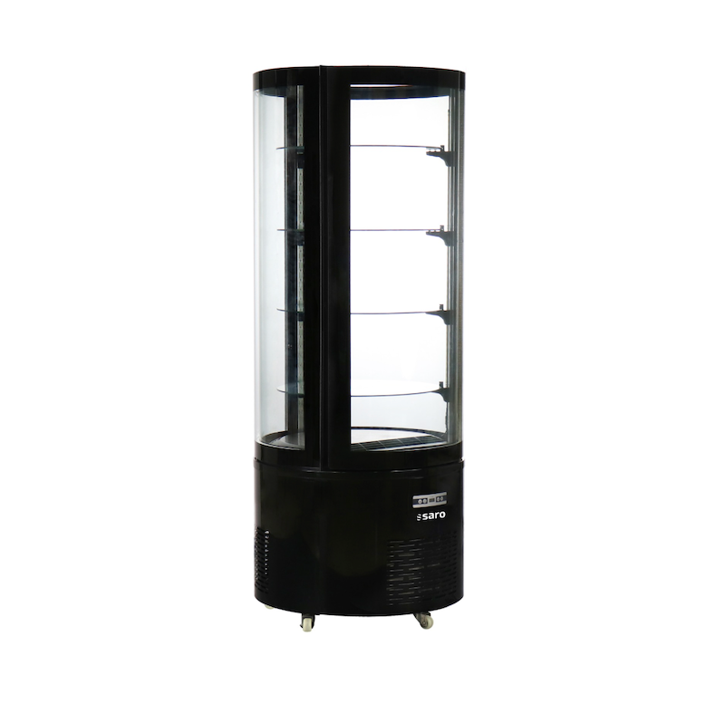 SARO ALESSIA Taartvitrine 360 Liter Zwart met 4 Verstelbare Glazen Schappen