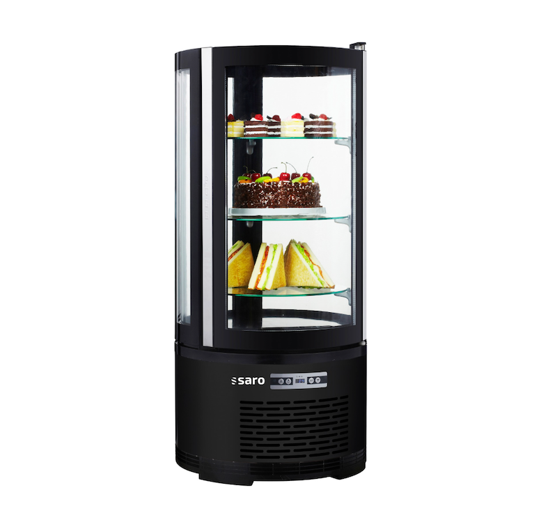 SARO MATILDE Taartvitrine 100 Liter Zwart met 3 Glazen Schappen