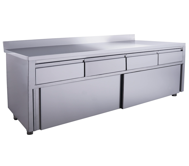 SARO RVS Schuifdeurkast 1800 x 700 x 950 mm met 4 Laden